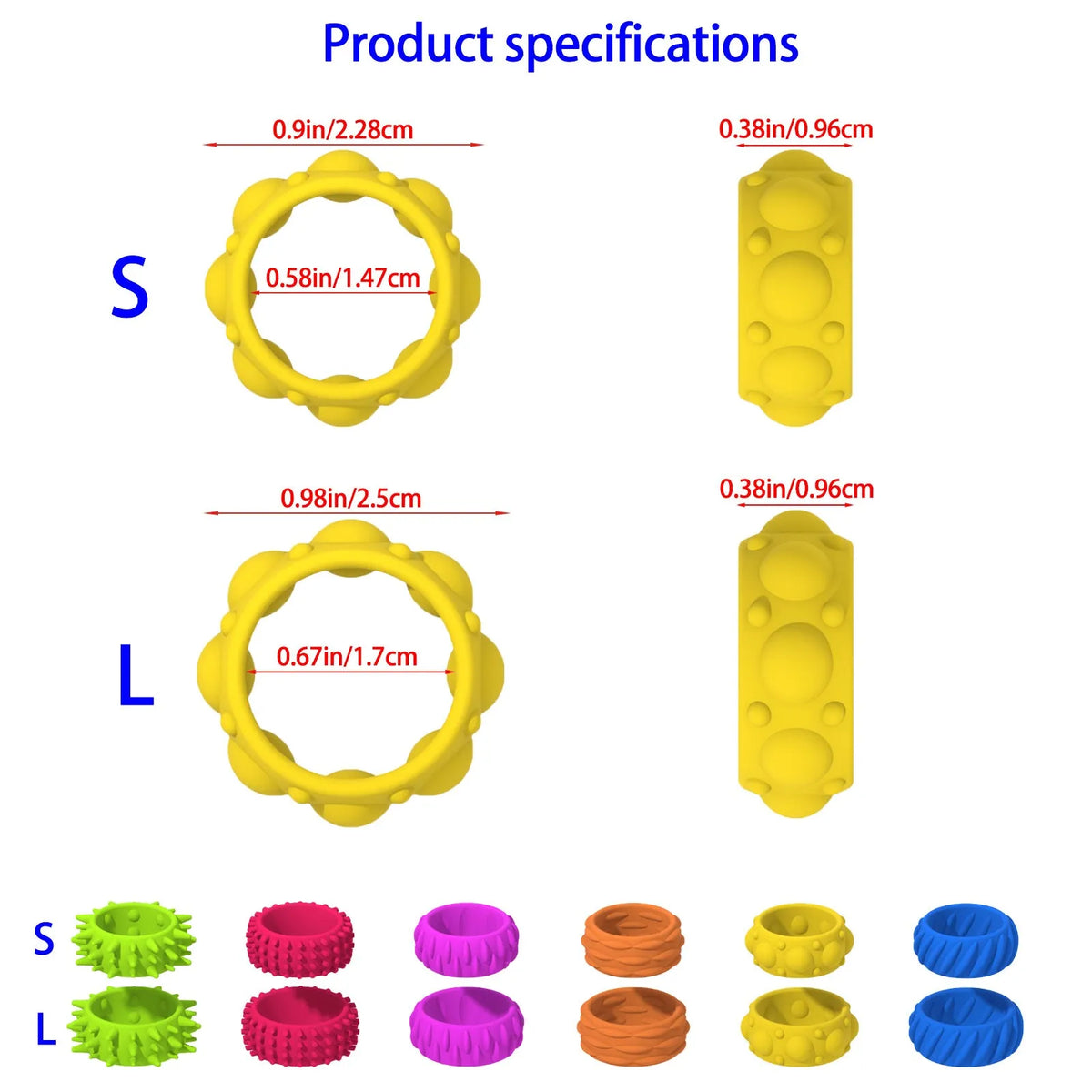 Set of colourful children's silicone sensory rings in various piece counts