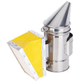 Stainless steel beekeeping smoker with leather bellow and nozzle, portable smoke sprayer for apiary use