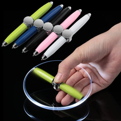 A metal ballpoint pen with a gyro spinner mechanism and LED light, offering a unique spinning and writing experience for office, school, and personal use.