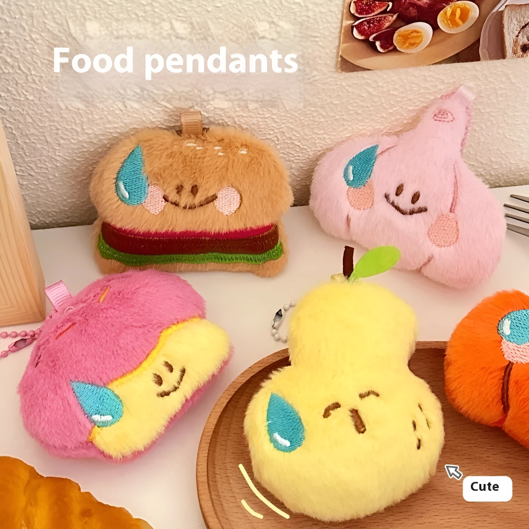 Soft wool plush key chain pendant 18x14cm showing cartoon puppy pattern in colour Style 1, half-handmade finish