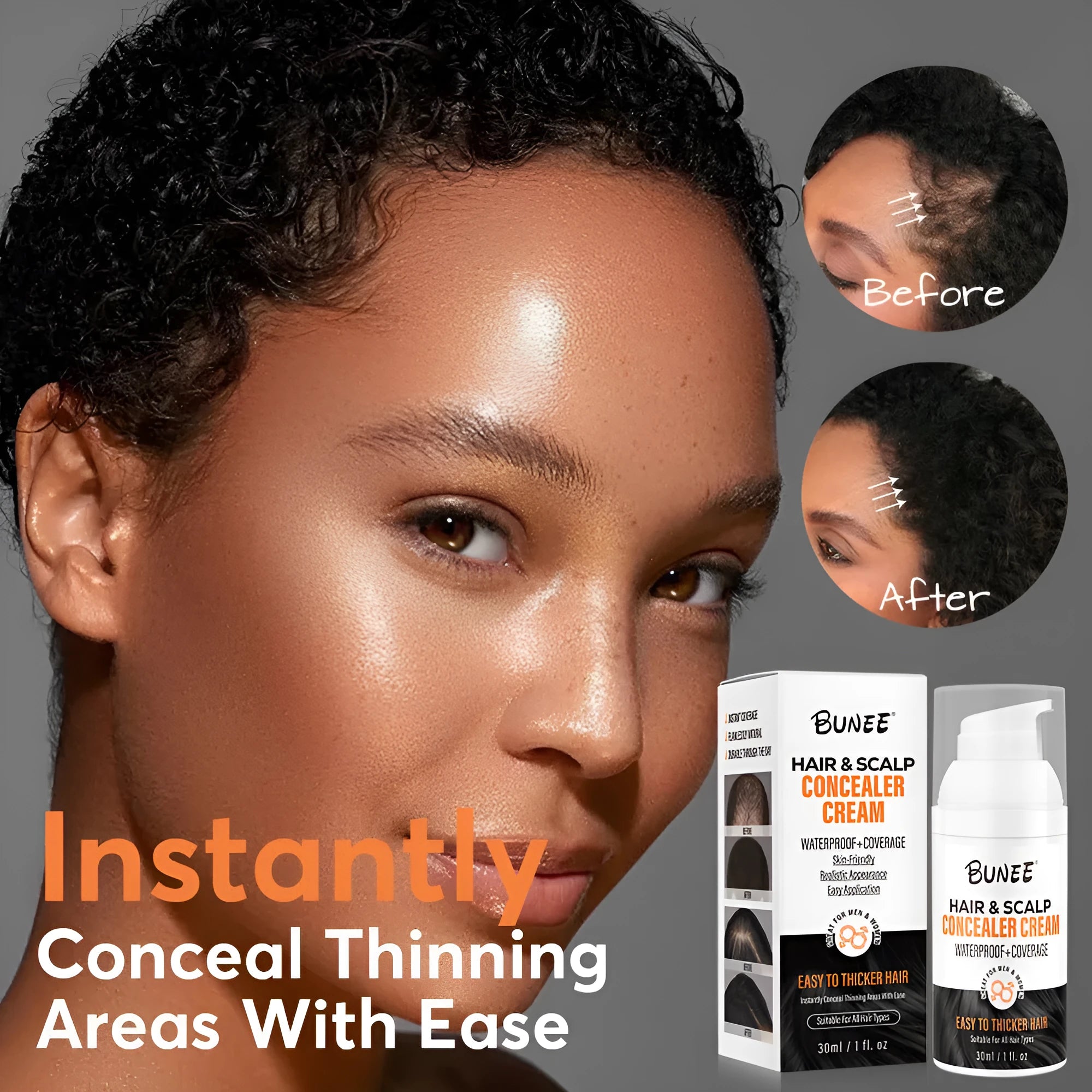 30ml tube of dense pomade scalp concealer for covering hair thinning and nourishing the scalp.