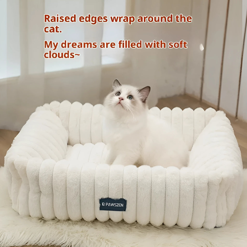 Large square pet bed for dogs with removable cloth cover in gray, non-slip base, size L