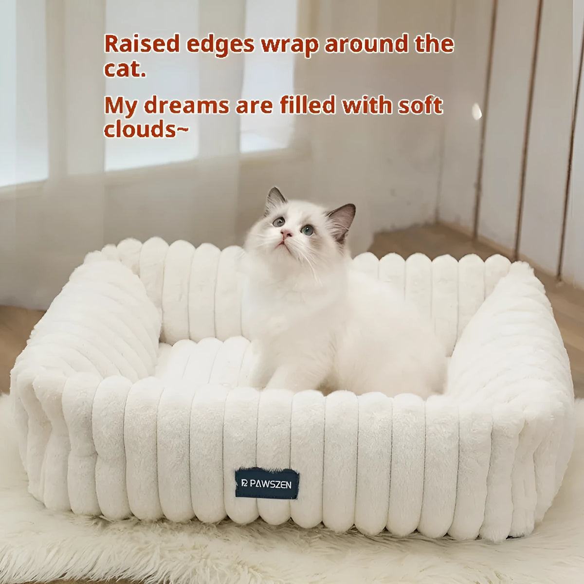 Large square pet bed for dogs with removable cloth cover in gray, non-slip base, size L