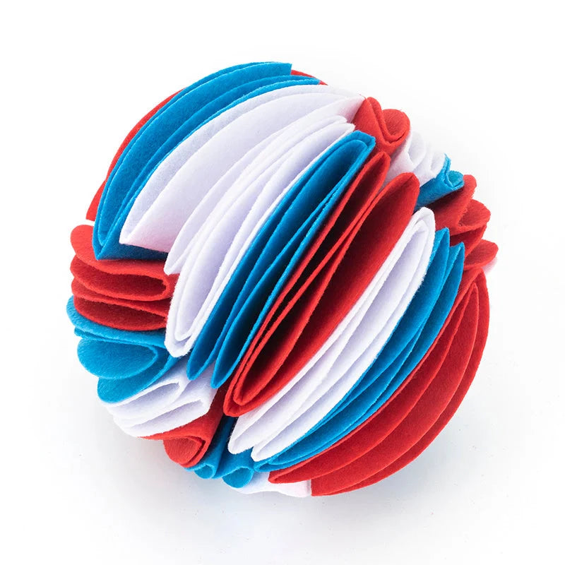 Foldable Dog Snuffle Ball in various colors for pet training and feeding