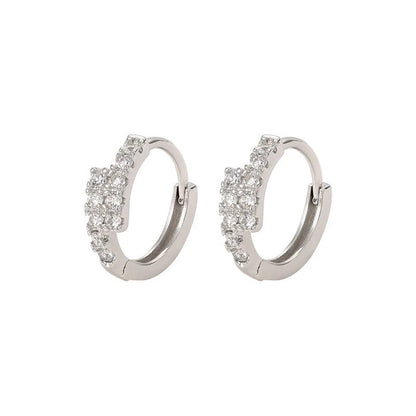 Small diamond ear clip in white gold colour for women, geometric design with Korean style influence