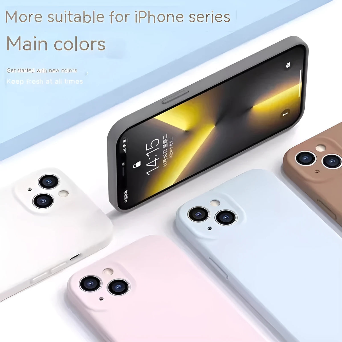 Official liquid silicone phone case for iPhone 14 Pro Max in graphite colour with precision lens cut-out