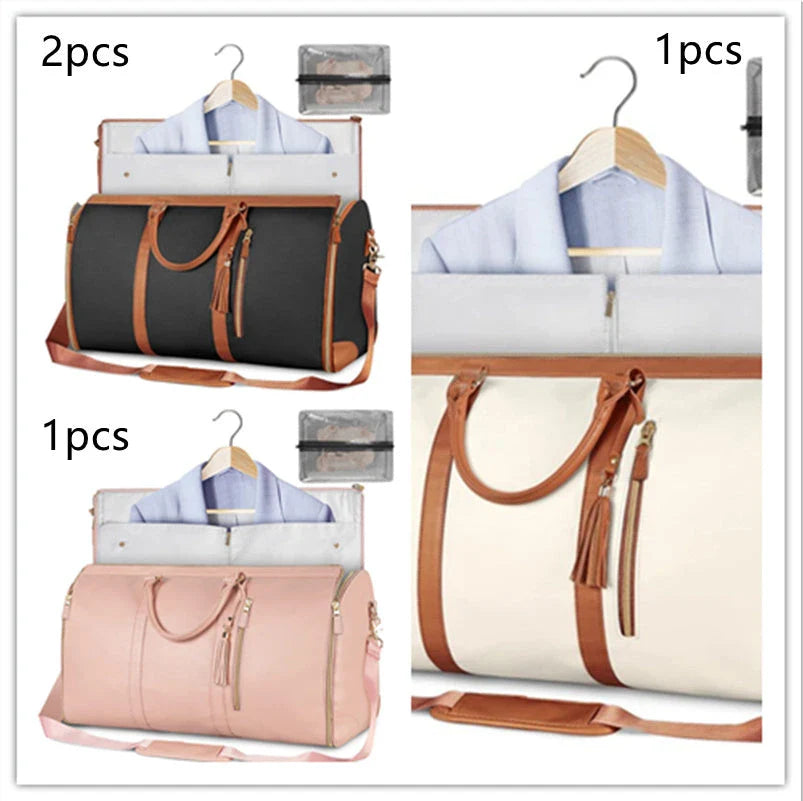 Spacious Travel Duffle Bag: Versatile Women's Handbag with Foldable Suit Compartment and Waterproof Design