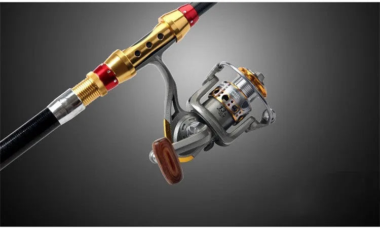 Carbon fibre telescopic spinning fishing rod with metal handle for sea fishing