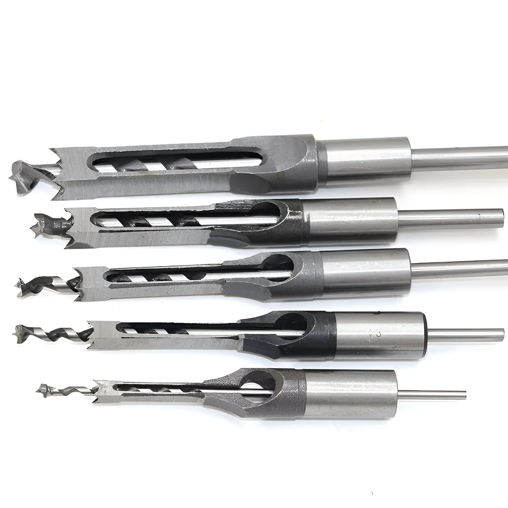 Alloy steel square hole drill tapper with multiple model sizes from 6mm to 30mm for woodworking mortising