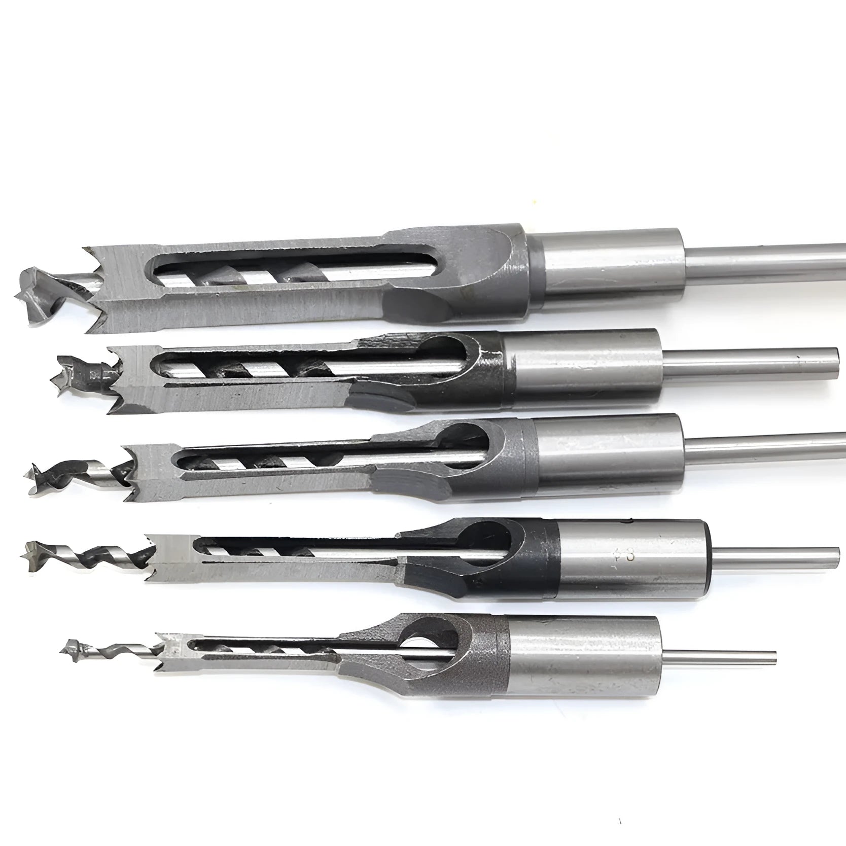 Alloy steel square hole drill tapper with multiple model sizes from 6mm to 30mm for woodworking mortising