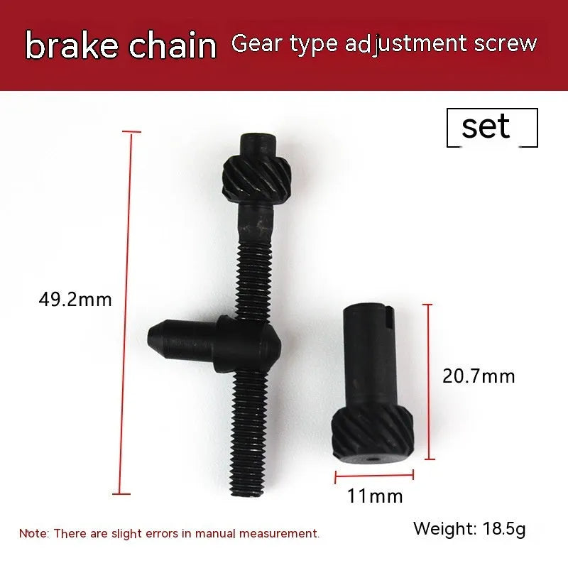 Chainsaw chain tension adjustment accessories kit showing nylon thread spools in multiple diameters