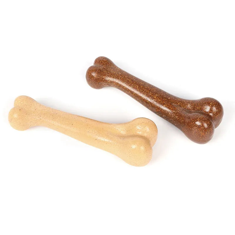 Brown and yellow dog bone simulation molar stick bite resistant toy tooth cleaner three sizes