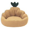 Carrot kennel dog bed for small and medium dogs in blue plush fabric with raised rim