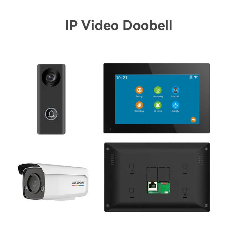 10-inch video intercom doorbell system with outdoor camera unit and installation kit