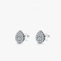 Women's silver drop ear studs with 925 sterling silver construction and diamond treatment finish