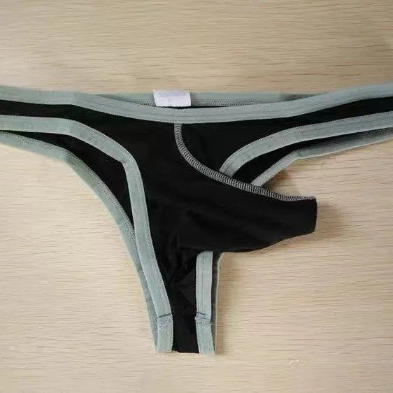 Men's ice silk nylon briefs in army green colour on a white background