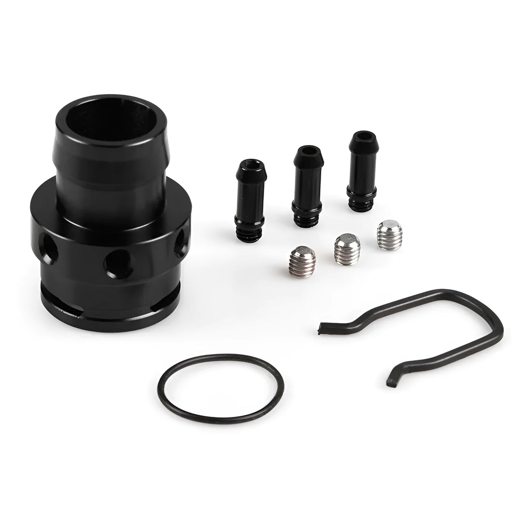 Second generation engine vacuum adapter tee in black or titanium colour