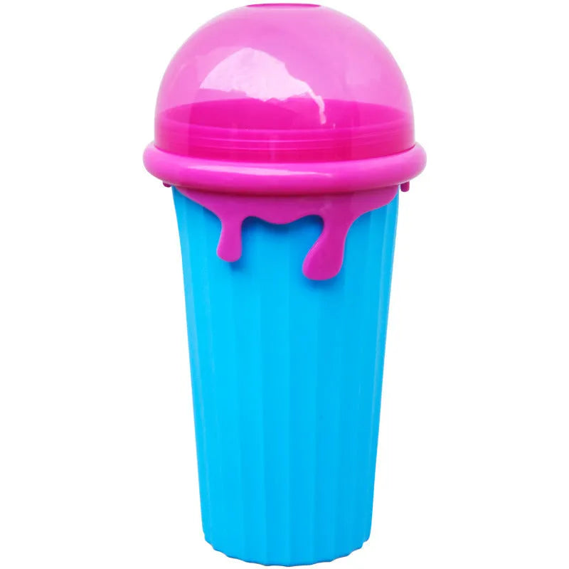 Blue silicone slushy maker cup with 500ml capacity for homemade smoothies