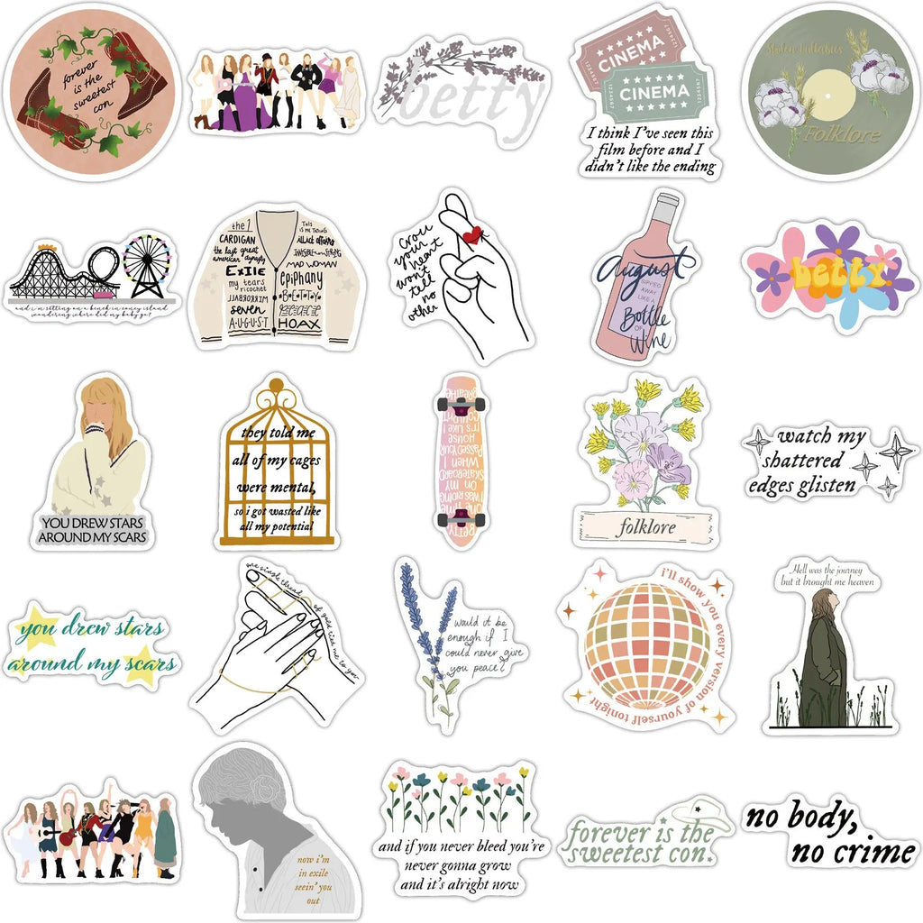 50 adhesive sticker sheets with graffiti cartoon designs for luggage and notebook personalisation