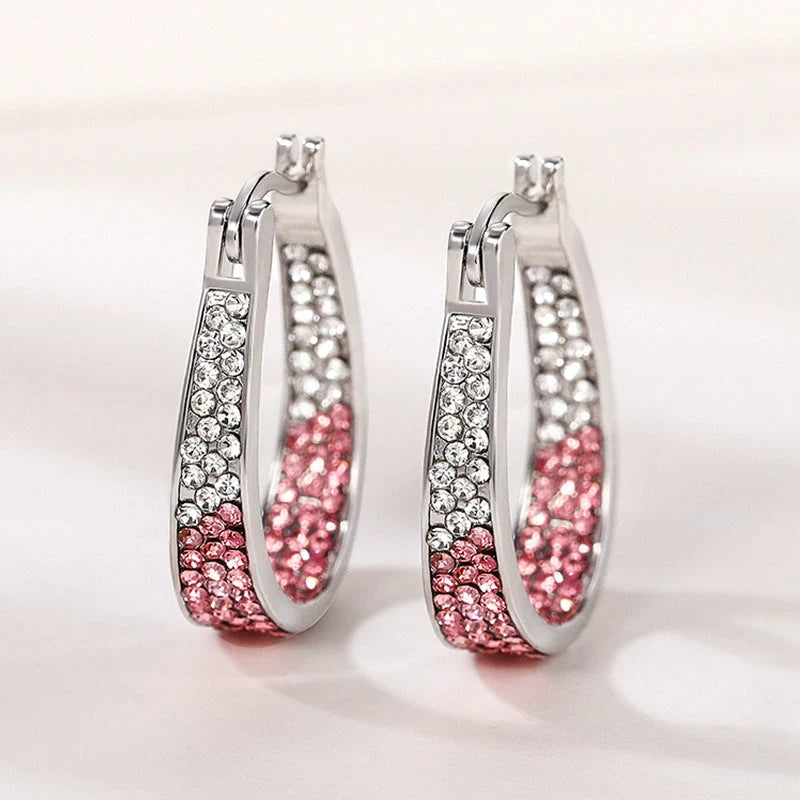 Colourful geometric diamond earrings for women in pink, purple, sky blue, and multicolour options