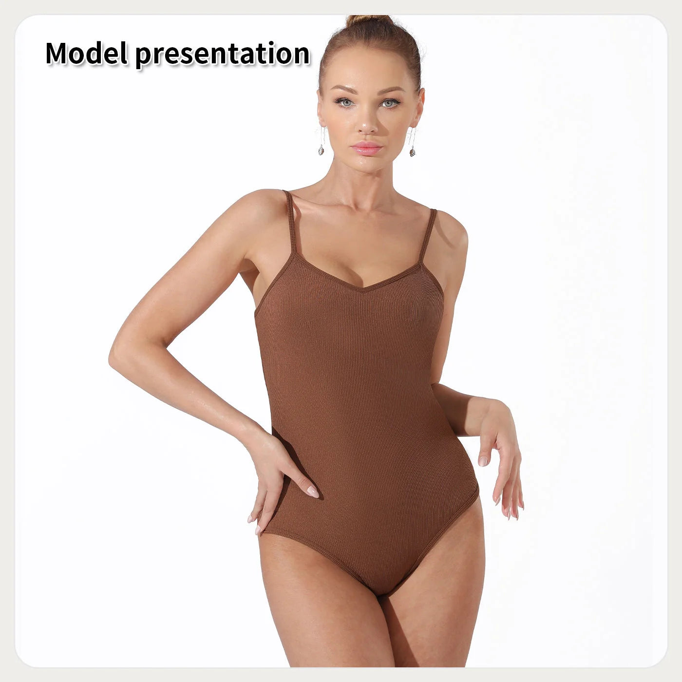 Women's solid colour bodysuit in black and coffee, sizes S to 4XL