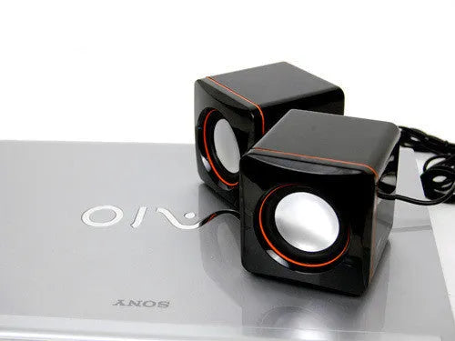 Black small square 2.0 USB desktop computer speakers
