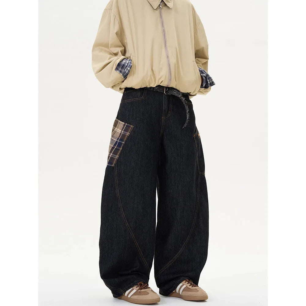 Women's loose fit cotton trousers in straight leg design with plaid pattern, shown in coffee and red colour options