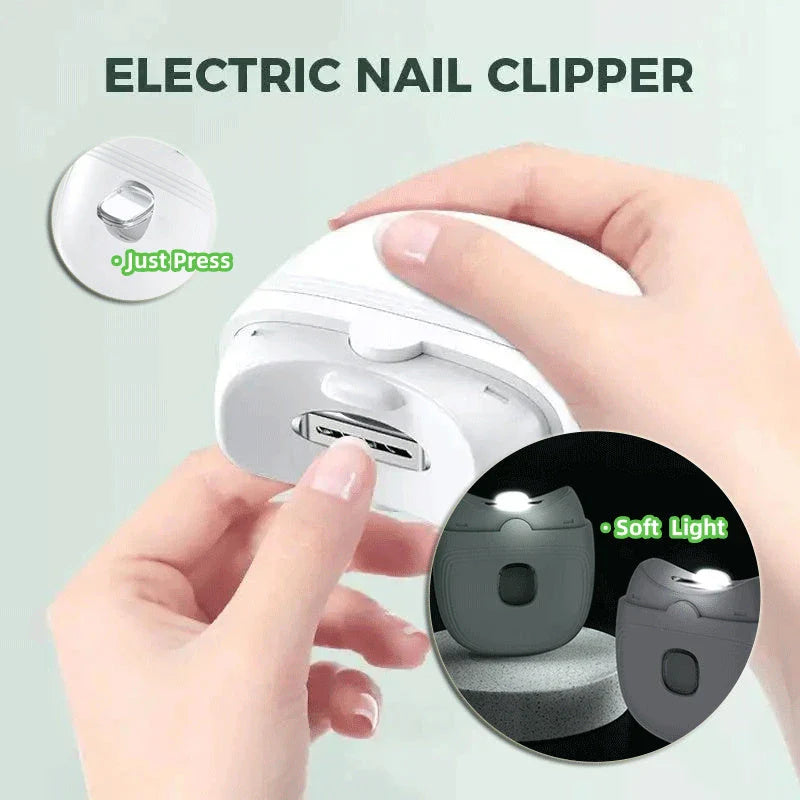 Cordless electric nail trimmer with built-in LED light for safe, efficient nail grooming