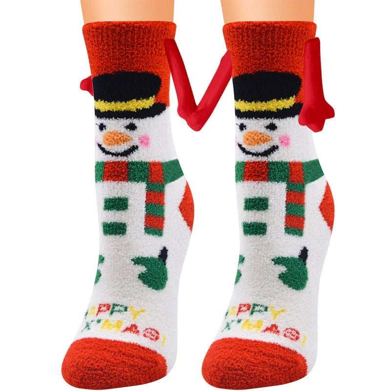 Christmas couple socks with magnetic suction feature in various animal patterns