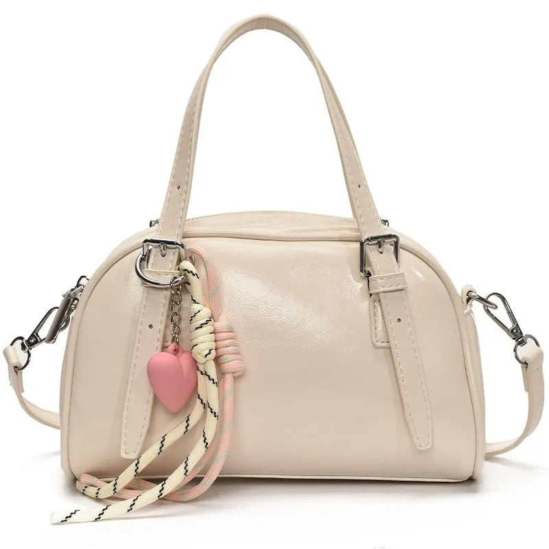 Korean style small square shoulder bag in PU material with shell shape design