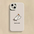 Creative cute cartoon duck silicone TPU phone case for Apple iPhone, black, white, blue, shockproof and anti-fingerprint