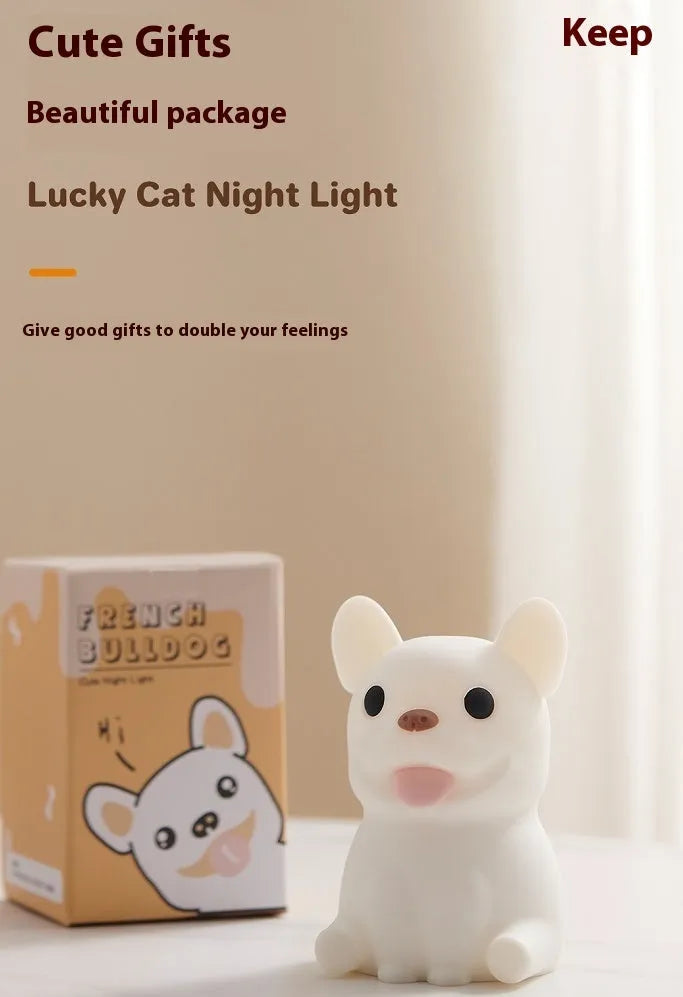 Silicone animal night light with USB charging port and dimming control for bedroom use