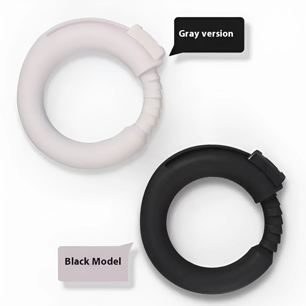 Silicone delayed ejaculation men's ring in black colour on a plain background
