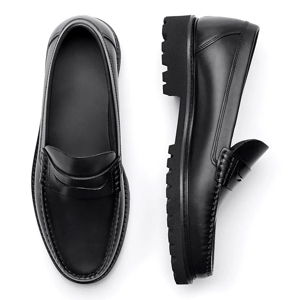 Men's leather loafers first layer cowhide soft sole casual shoes brown