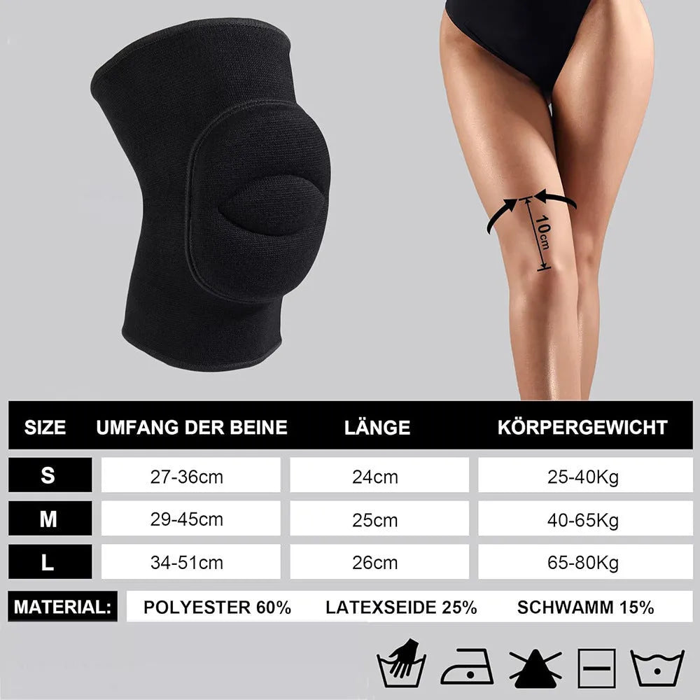 Black nylon thickened knee pad for sports joint protection, available in S M L sizes