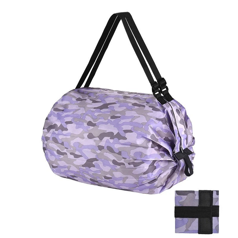 Large capacity foldable nylon shopping bag in various colors and patterns
