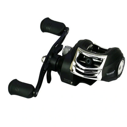 YUMOSHI AK Series fishing reel with magnetic brake system in black and blue colour option