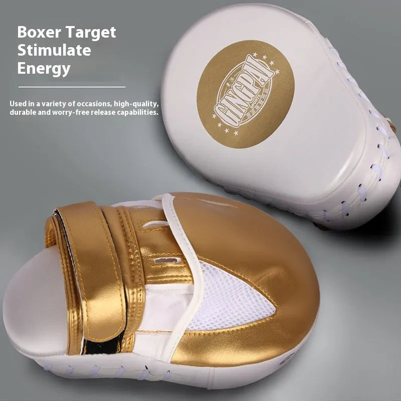 Vertical boxer sanda training target in gold or green PU leather for home martial arts practice.