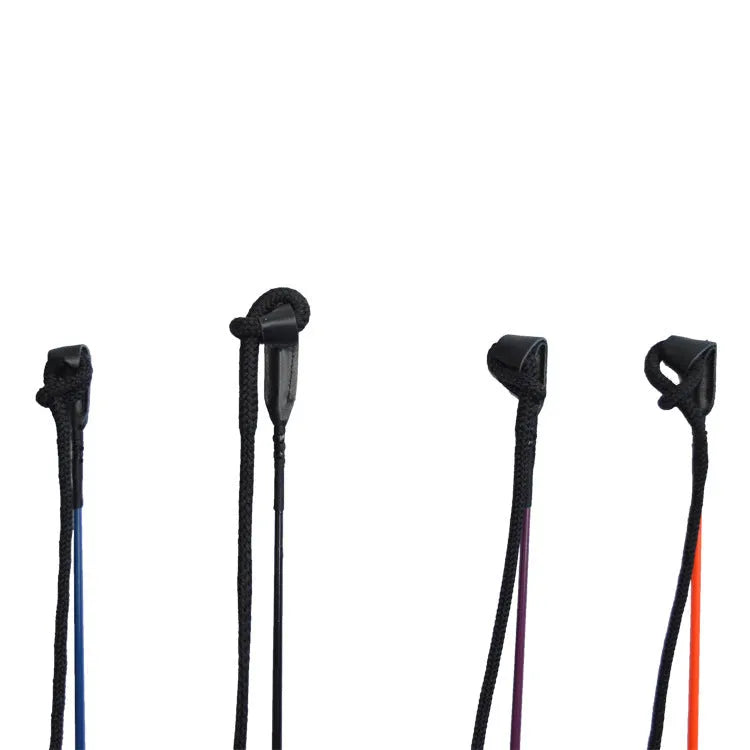 Advanced equestrian training whip showing approximately 120cm length with leather popper tip