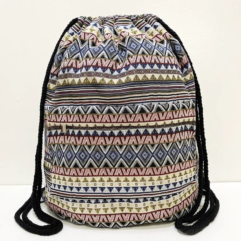 Original Simplicity lightweight literary style backpack with geometric pattern in jacquard fabric