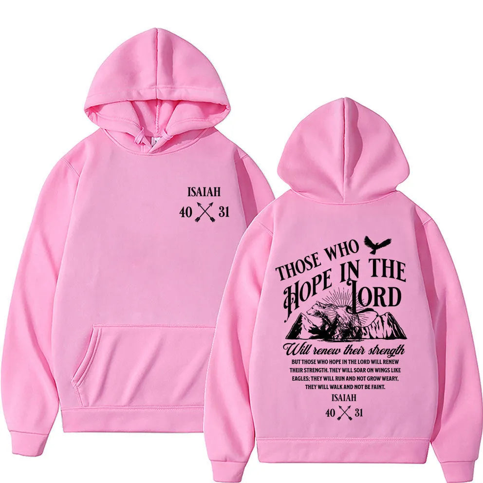 Christian Jesus letters print hoodie in retro art style, loose fit unisex pullover, available in multiple colours