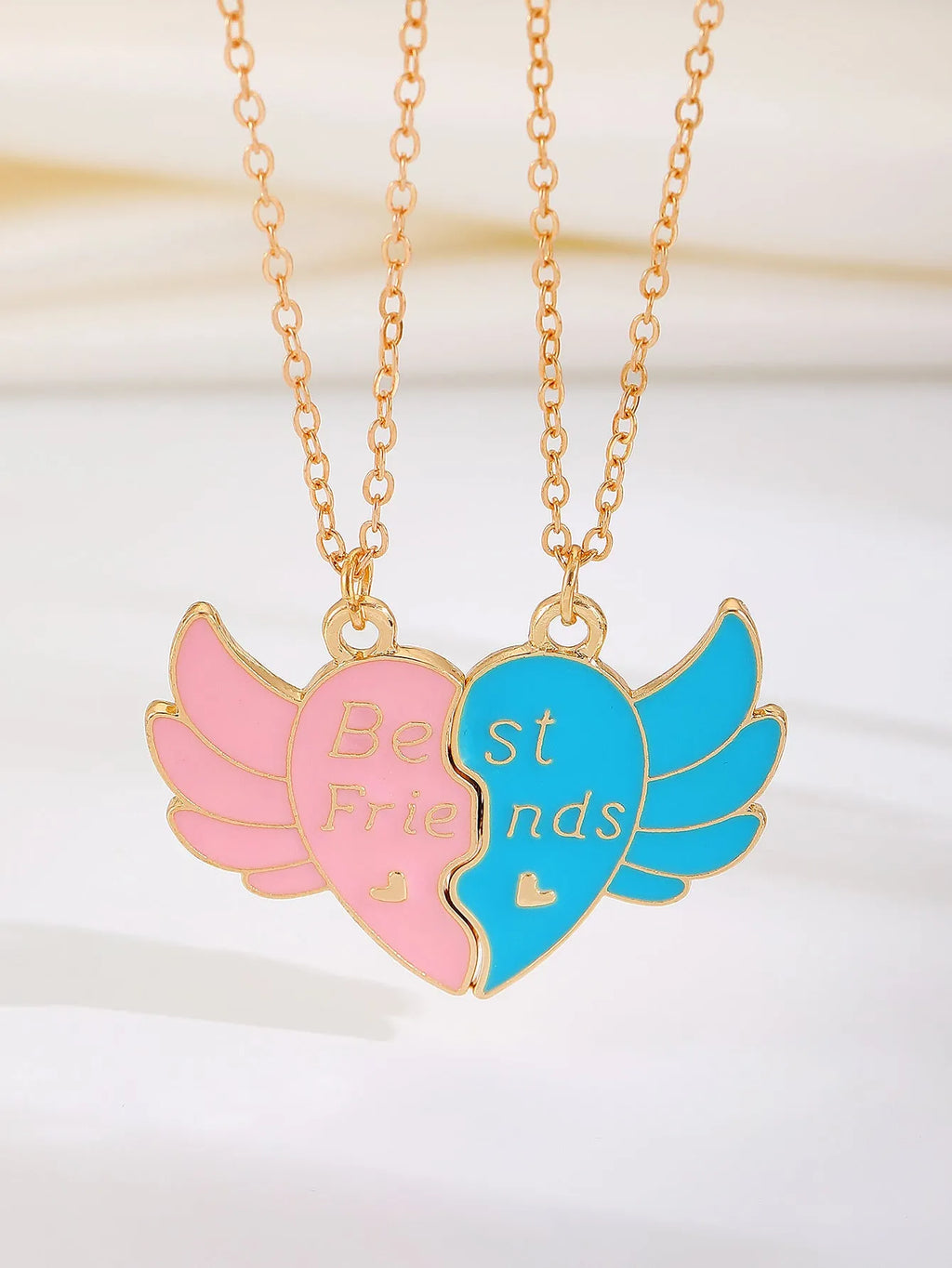 Women's alloy love rainbow necklace with regular chain, electroplated finish, love pendant, available in eleven colours