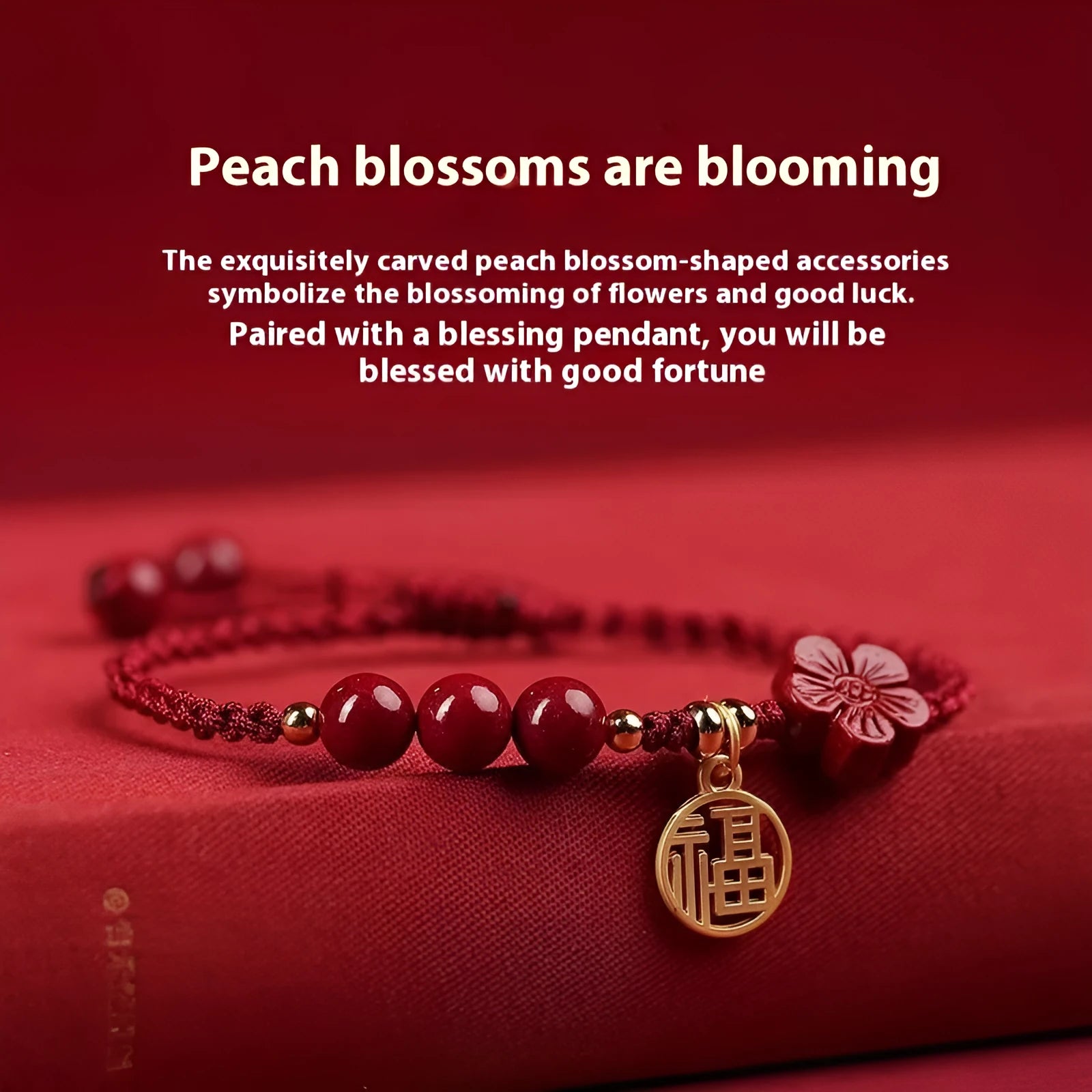 Cinnabar Ashore braided rope good luck bracelet with a blessing card charm.