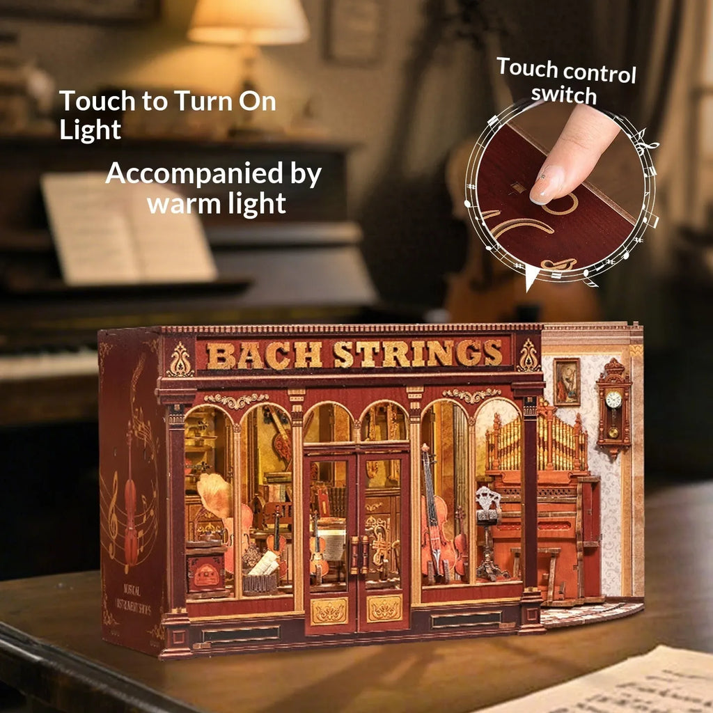 3D wooden puzzle assembly model of a Bach Piano Studio with dust cover option