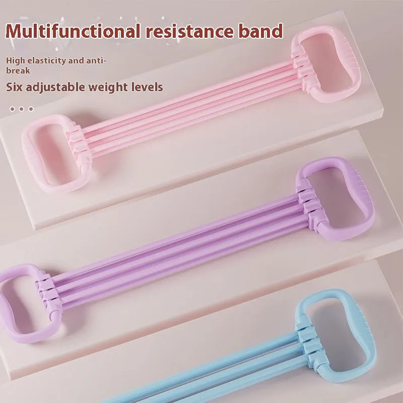 Women's adjustable chest expander with TPE rope and 6 gear resistance settings