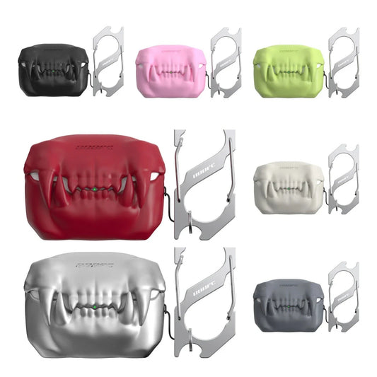 Halloween themed silicone AirPods case with teeth design and keychain
