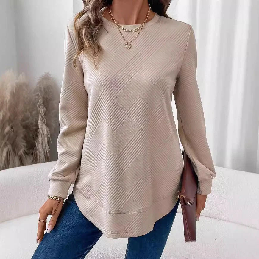 Women's Casual Long Sleeve Crew Neck Shirt in various colors