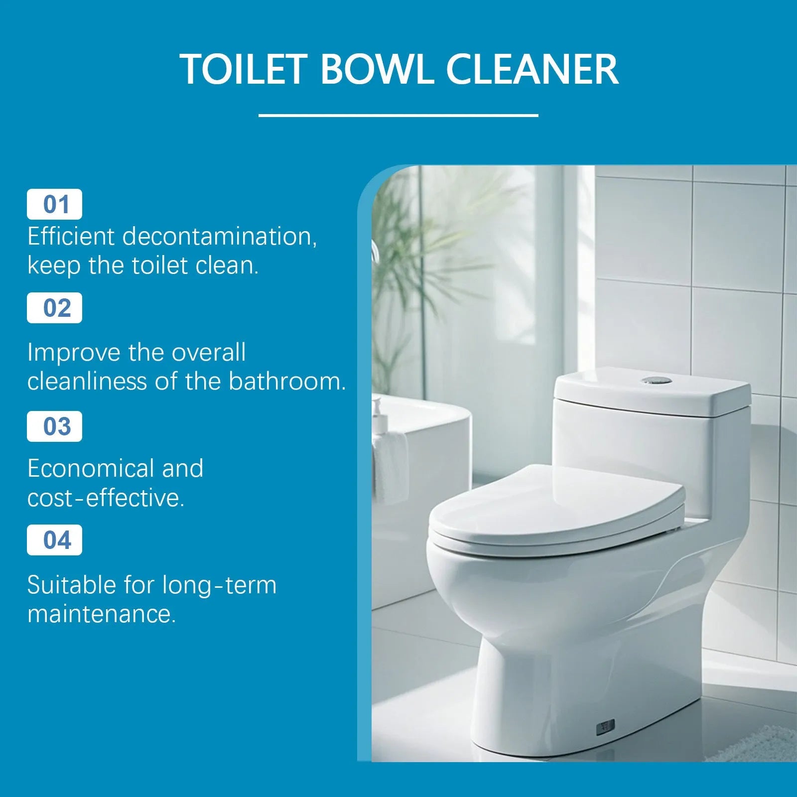 Four sachets of toilet cleaning powder on a bathroom background, total weight 120g.