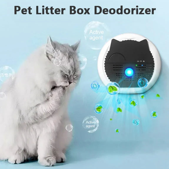 Compact white pet deodorant air purifier for cat litter boxes with ozone sterilization