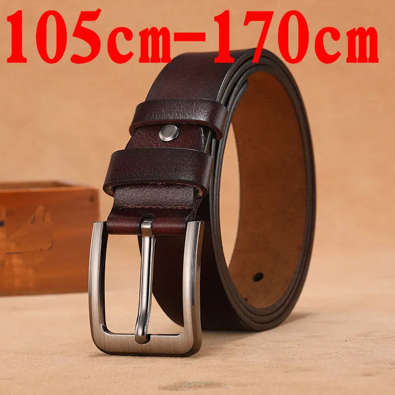 Square head pin buckle jeans belt in black or brown colour with alloy hardware and multiple length options